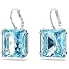 Swarovski Millenia Earrings, Square cut crystal, Blue, Rhodium plated