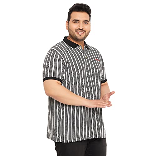 Bigbanana Plus Size Men's Regular Fit Striped Polo Tshirt