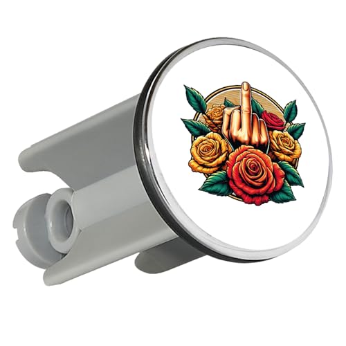 Huuraa Waschbeckenstöpsel Mittelfinger Rosen 4cm höhenverstellbar Abflussstopfen Geschenkidee