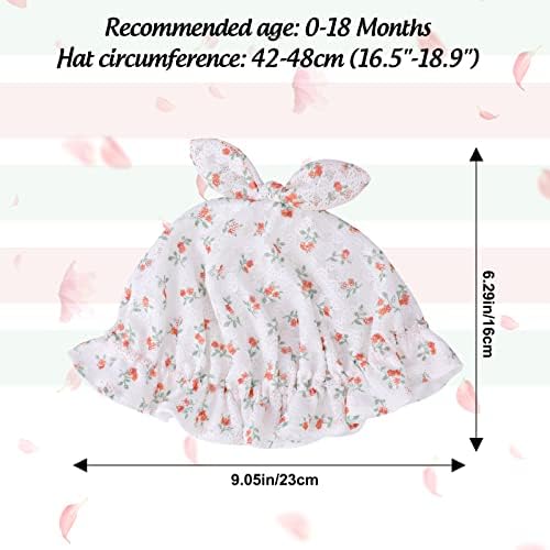 Jupsk Baby Hat Newborn Girls Summer Sun Hat Beanie Lace Floral Cotton Hat for Child Infant 0-18 Months