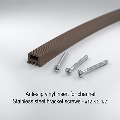 Promenaid 2 Ft. Handrail - Complete Indoor/Outdoor Hand Rail Kit For Steps - Genuine Black Walnut Bonded To Aluminum Core, 2 Antique Brass Brackets + Flush Endcaps, 1.6" Round #TOP4