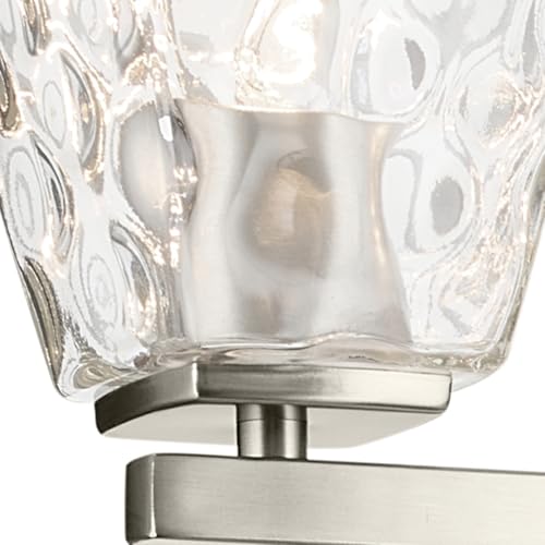 Image of Kichler Marant 21.25 inch 3-Light Bathroom Vanity Light Fixture with Clear Water Glass in Brushed Nickel for Over Mirror, Modern Steel Frame (21.25 inch W x 9.5 inch H), 55216NIWTR