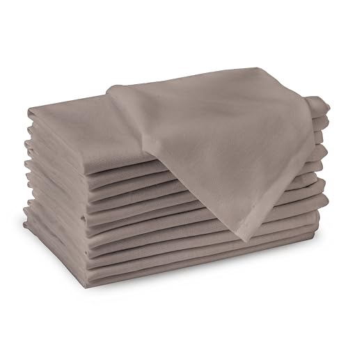 Encasa XO Serviettes en Tissu de Coton | Ensemble de 12 | Taille 43x43 cm | Couleur Unie Beige|...