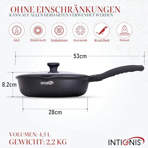Foto von INTIGNIS Bratpfanne 28 cm mit Deckel, Antihaft, Induktion, 4,5 L