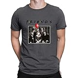 Friends Horror Halloween T-Shirt Michael Myers Jason Horror Scary Movies Gift Tee Shirt for Women Men (Dark Gray, XL)