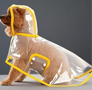 Waterproof Dog Raincoat Size S - Clear Reflective Hooded Poncho for Large Breed Outdoor Use