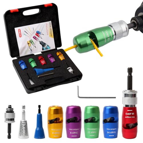 KiWALL Wire Stripper for Drill Upgraded Electric Wire Stripping & Wire Twisting Connector for AWG 14-12-10-8-6Gauge Professional Electrician Wire Stripper