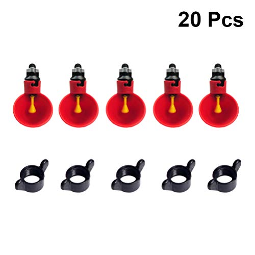 Yarnow 20PCS Automatic Chicken Waterer/Poultry Drinking Machine/Chicken Drinking Cup/Poultry Quail Chicken Cups (Red)