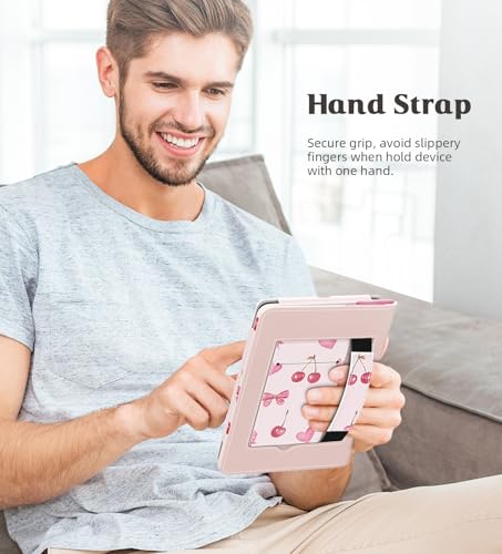 Image of MoKo Case for eBook Reader, Slim PU Shell Cover Case with Auto-Wake /Sleep for E-Reader, Not fit Kobo Aura 2 /Remarkable, Cherry Bow
