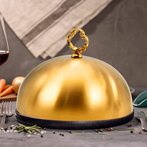 Aynaxcol Gold Stainless Steel Food Dome Cover Food Protecting Dome Cover Serving Plate Dish Dome Cake Butter Dessert Cheese Cover For Burgers Restaurant Party  thumb #4