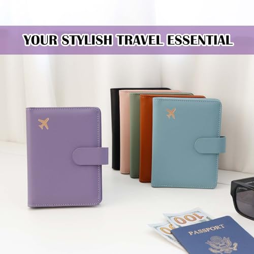Image of Melsbrinna Premium Leather Passport Holder Covers Case, Waterproof Rfid Blocking Travel Wallet Passport Holder with Pen Holder, Cute Passport Book for Women /Men