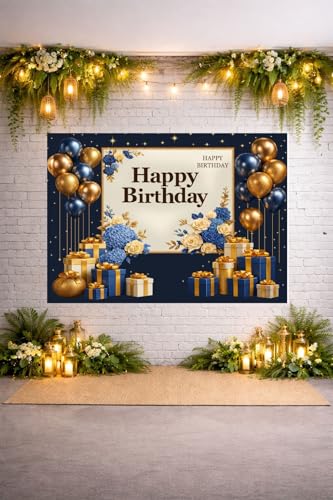 Image of Happy Birthday Theme Backdrop Banner 5x7 ft - Digital Print Cloth Background, Reusable Birthday Party Wall Decoration for Girls, Photo Booth & Stage Decor (BD 38)