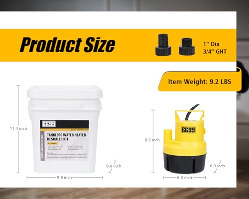 image for 6699 Tankless Water Heater Flushing Kit Includes 1/4HP Submersible Uti