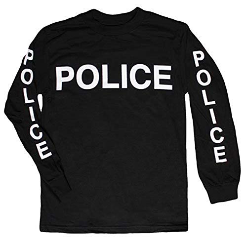 Fox Outdoor Products Police White Imprint On Sleeve Long Sleeve Imprinted T-Shirt, Black, X-Large