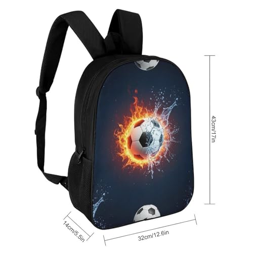 Compact Anti-Theft Urban Backpack for City Travel, Lightweight Secure Daypack for Men & Women, Sightseeing, Water Fire Soccer Football Bookbag2