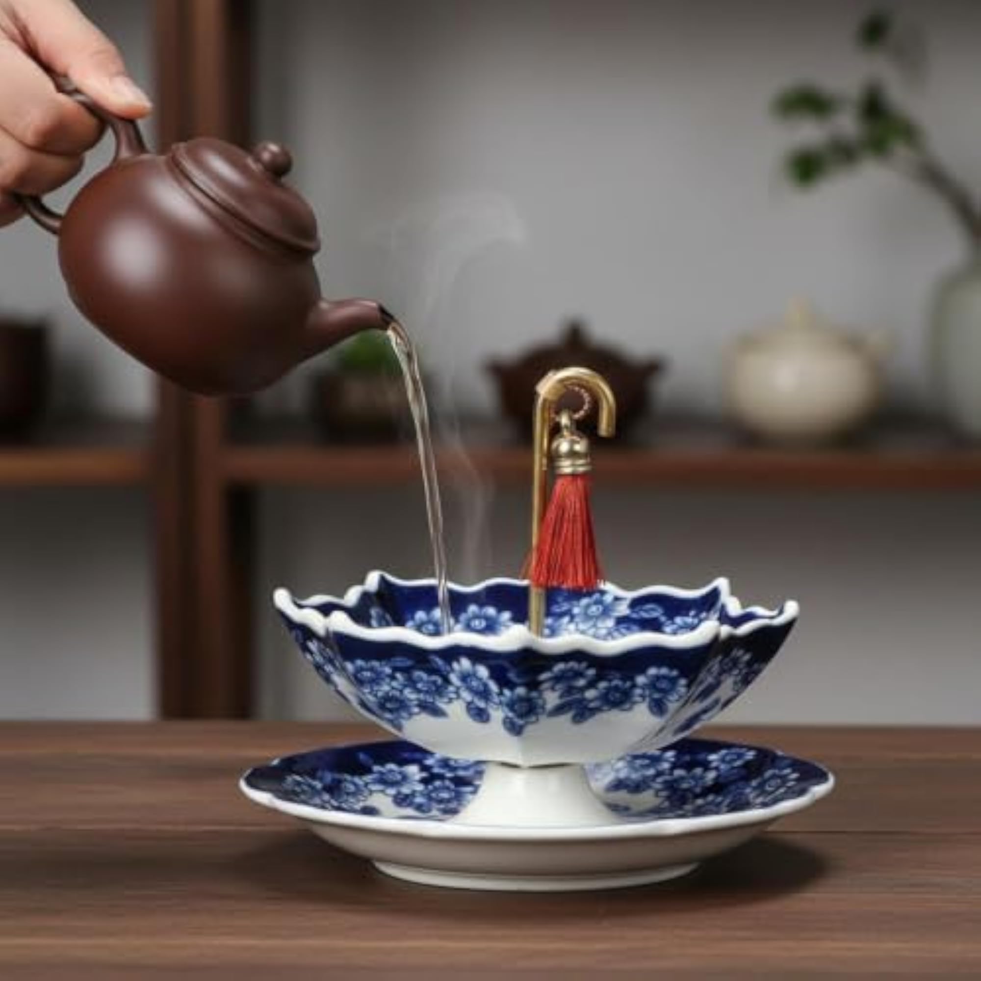 Versatile Umbrella Shaped Tea Strainer, Decorative Ceramic