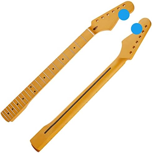22 Fret Canadian Maple Electric Guitar Neck, Yellowish Matte, Skunk Stripe Back Inlay,14" Radius of Fingerboard, Bone Nut