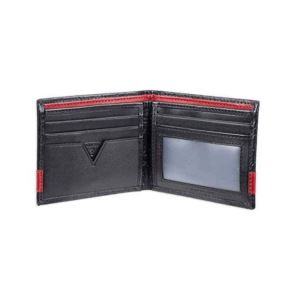 GUESS Men's Mesa Id Bi-Fold Wallet, Black/Red, One Size - Image 5