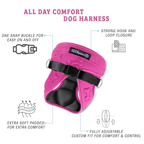 Comfort Fit Dog Harness No Pull No Escape Harness Adjustable Buckles Soft Padded Reflective Choke Step in Dog Vest with Easy Control Handle for Small Medium Large Dogs & Puppies by Metric USA - Image 3