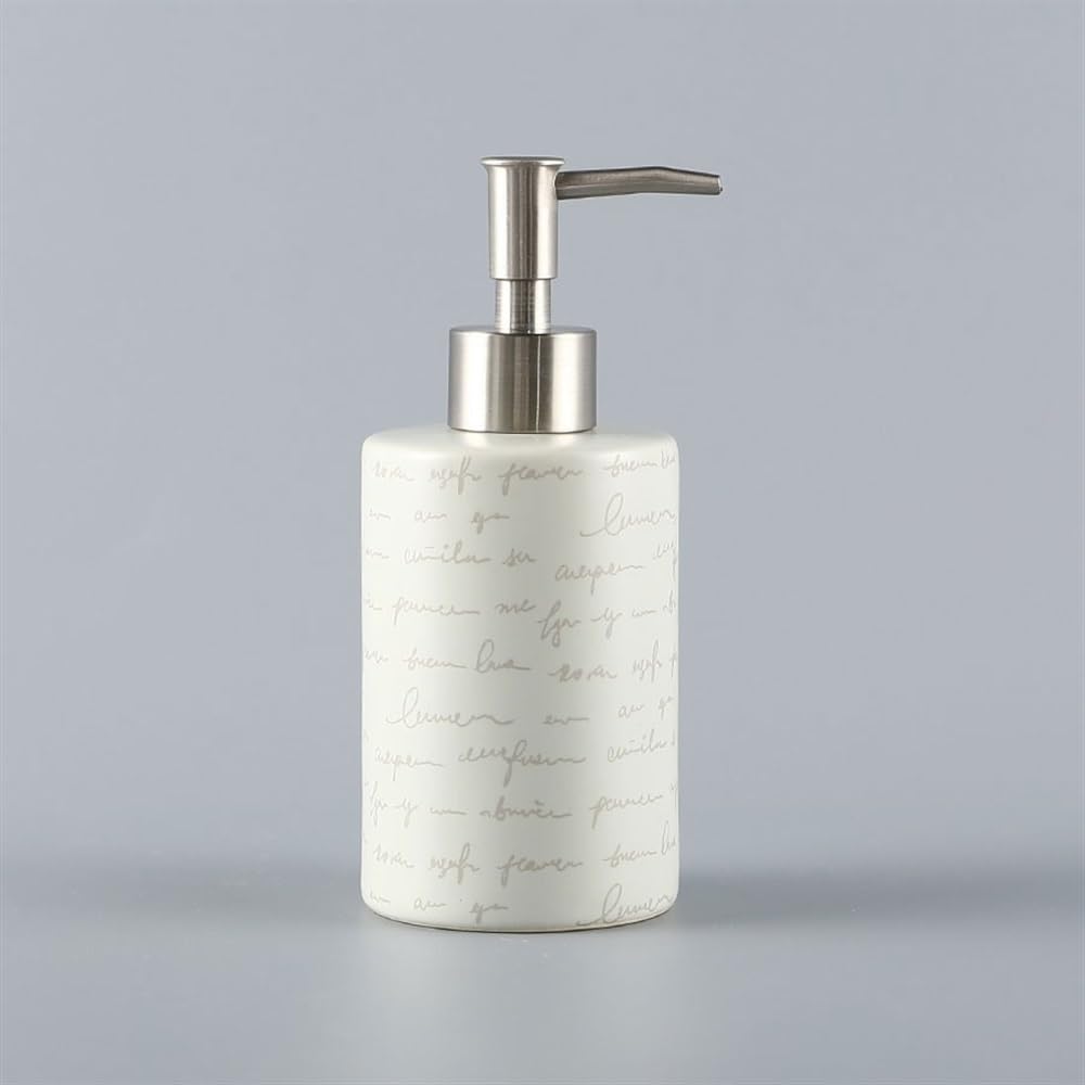 Dispensador de jabón líquido para Ducha Scandinavian Press, dispensador de jabón de cerámica, Botella para lavavajillas, dispensador Multifuncional de loción y champú (Beige)