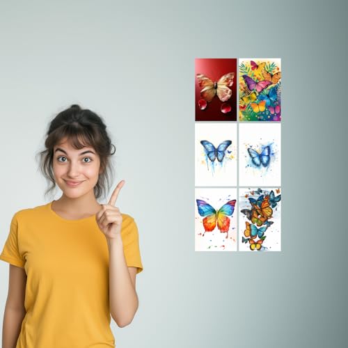 Image of SiddArtify Vibrant Butterfly Art Print Set - Set of 2-4x6 Inch - Board (Pack of 6) - Sticker (Pack of 6) Wall Room Decoration art Poster Prints