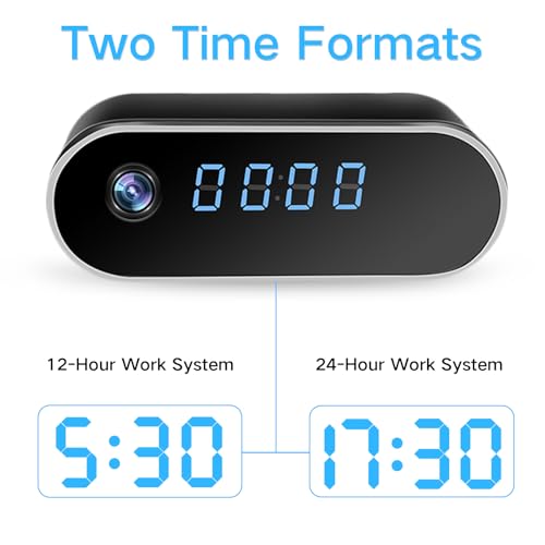 HKFUG WiFi Clock Camera Wireless 1080P HD Hidden Cameras Nanny Cam with Night Vision, Motion Detection Surveillance Cameras for Home, Pets, Office - Image 7