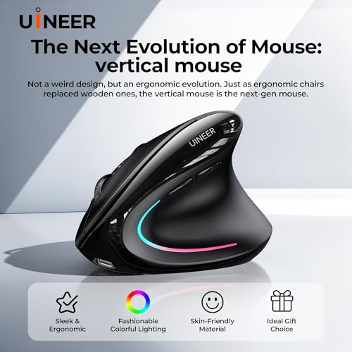 Uineer Vertical Ergonomic Mouse Wireless Bluetooth 3 Device - image 7