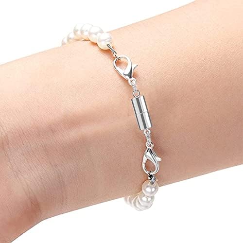 JANEMO 4 Pcs Magnetic Lobster Clasp, Fashionable Ornamental Magnetic Necklace Clasp Extender, Use for Increasing the Length of Your Favorite Necklaces, Bracelets or Anklets, Silver & Gold