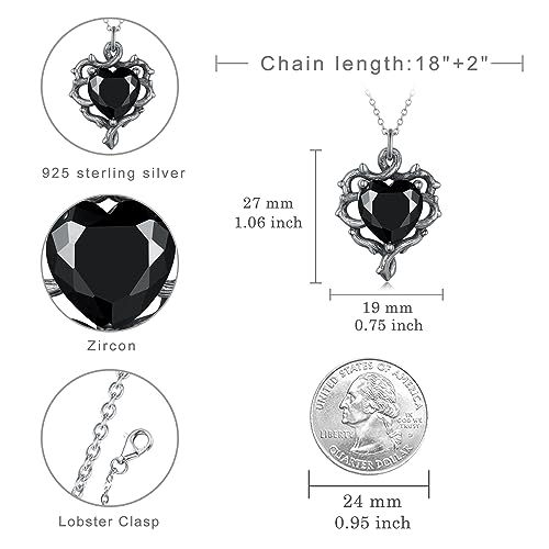 Gothic Black Heart/Chandelier/Anatomical Heart Necklace 925 Sterling Silver Goth Necklace for Women Gothic Jewelry Gifts for Women4