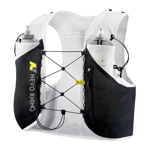 N NEVO RHINO 5L Running Vest for Men & Women - Hydration Vest with Dual 500ml Soft Flasks,Adjustable Chest Straps,Lightweight Water Backpack for Trail Running,Marathon,Hiking,Race