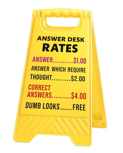 GoldenFleece Funny Gag Office Decor: Answer Desk Rates Sign Cubicle Accessories Coworker Employee Boss Lady Appreciation Gift for Principal Teacher Women Men Phone Holder with Mirror
