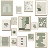 TRAMIN Sage Green Room Decor Aesthetic, Sage Green Wall Decor, Green Posters Wall Collage, Sage Matisse Wall Art Prints, Pastel Aesthetic Pictures for Teen Girls Dorm Bedroom (Unframed)