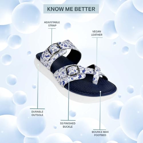 Image of KazarMax Women Magnolia Lightweight Double Strap | Cushioned | Bounce Back | Comfortable Flat Sandals
