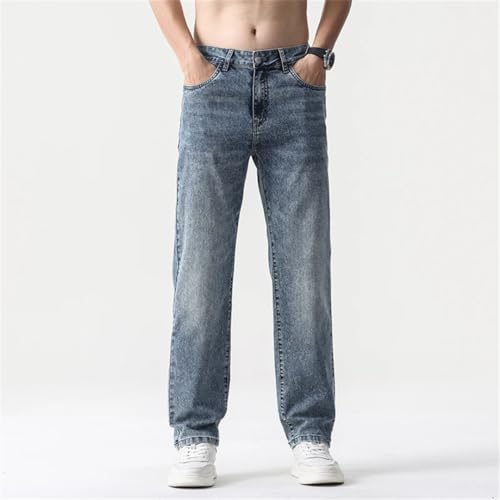 Men Wide Leg Jeans Baggy Pants Summer Straight Cut Loose Retro Blue Denim Pants3