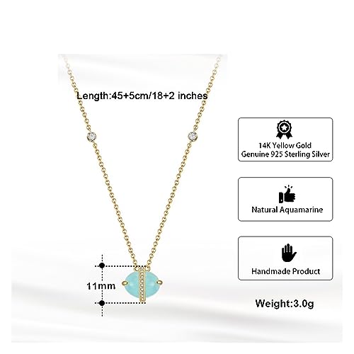 Collier en aigue-marine naturelle et argent 925, un bijou d'exception pour femme