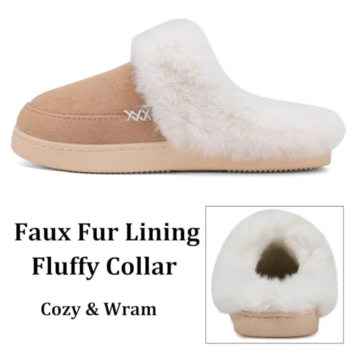 ninecifun women39s and men39s memory foam house slippers faux fur lined indoor fuzzy slippers with no-slip sole slip on suede home shoes warm winter gift for women amp men