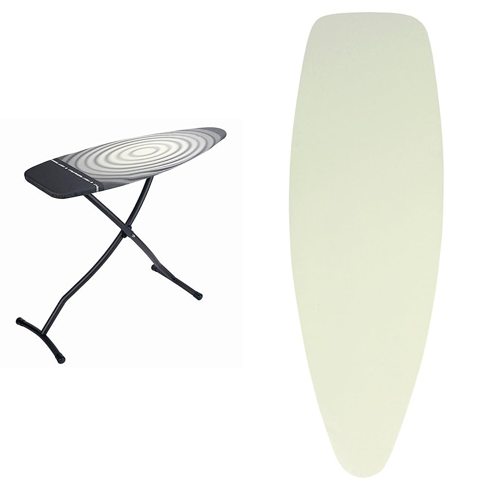 Brabantia XL Size D Ironing Board (53 x 18in) and Replacement Ironing Board Cover Bundle