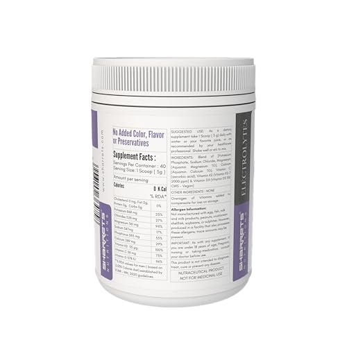 Image of Sharrets Electrolytes Powder 200g Unflavored - with Essential Minerals (K,P, Na,Cl, Mg,Ca) and Vitamins C, D, & K2 - For Intermittent Fasting, Keto, Energy, and Hydration.