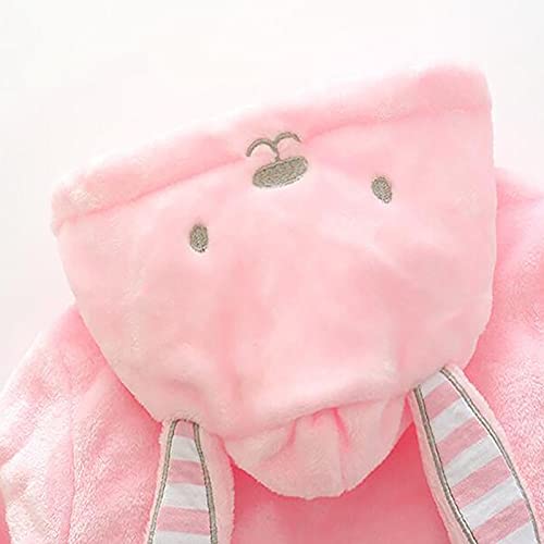 Generic BABY BATHROBE A22K Unisex Baby Plush Bathrobe, Toddler Baby Boys Girls Cute Cartoon Animal Face Robe Flannel Hooded Fleece Bathrobe And Towel For Kids Shower Gifts - Thick And Soft,Pink,18-24 Months thumb #2