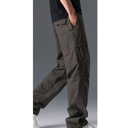 Cargo Pants for Men Functional Straight Leg Outdoor Pants Solid Color Breathable Work Long Trousers Pockets3