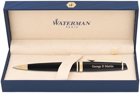 Personalized Waterman Expert Ballpoint Pen in Black Lacquer with ...