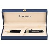 Personalized Waterman Pen | Engraved Waterman Expert Black with Gold Trim Ballpoint. Custom Engraved By Dayspring Pens.