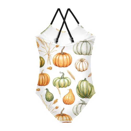 Pumpkin Autumn Fall Halloween Girls One Piece Swimsuit Beach Swimwear 208589522