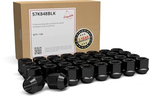 Image of Wheel Accessories Parts 32 Pcs M14x1.5 14x1.5 Thread OE Bulge Acorn Lug Nuts 1.0 inch 25mm Long Black 13 /16 inch 21mm Hex Fits Ford F-250 Super Duty F-350 Super Duty Excursion