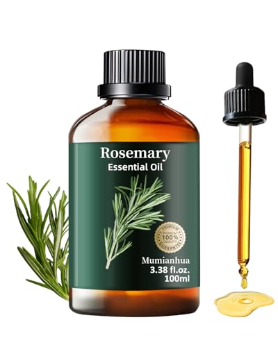 Aceite Esencial de Romero Puro, Mumianhua Natural Aceite de Romero para Difusores, Aromaterapia, Limpieza, Cuero Cabelludo, Cuidado del Cabello y Piel, y Fabricación de Jabón 100ml