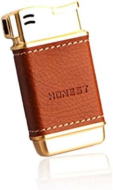 Honest Luxury PU Leather Wrapped Lighter Butane Gas Refillable Cigar Cigarette Lighter - Brown 1 Pcs