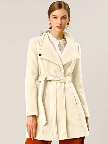 Image of Allegra K Women's Winter Elegant Stand Collar Overcoat Long Belted Pea Coat