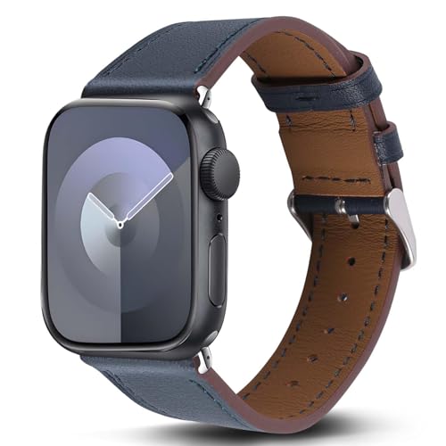 Genuine Leather Band Compatible with Apple Watch Bands for Women Men 49mm 46mm 45mm 44mm 42mm 41mm 40mm 38mm, Soft Leather Replacement Strap for iWatch Ultra/SE/Series 11 10 9 8 7 6 5 4 3 2 1