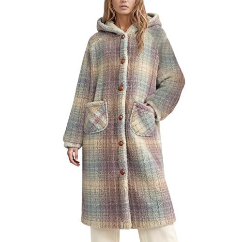 Manteau long à capuche en polaire chaud pour femme veste oversize zippée et confortable