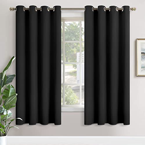 Image of YoungsTex 72 Inches Length Blackout Curtains for Bedroom 2 Panels - Black Thermal Insulated Drapes with Grommet Room Darkening for Living Room Office Privacy Gothic Decorative, 2 Panels, 52 x 72 Inch